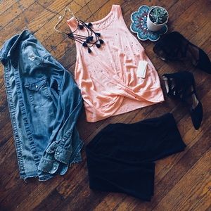 Aeropostale Distressed Tie Bottom Tank Small NWT